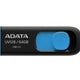 Black and blue Adata UV128 64GB USB 3.2 Gen 1 flash drive, capless design. Black and blue Adata UV128 64GB USB 3.2 Gen 1 flash drive, capless design.